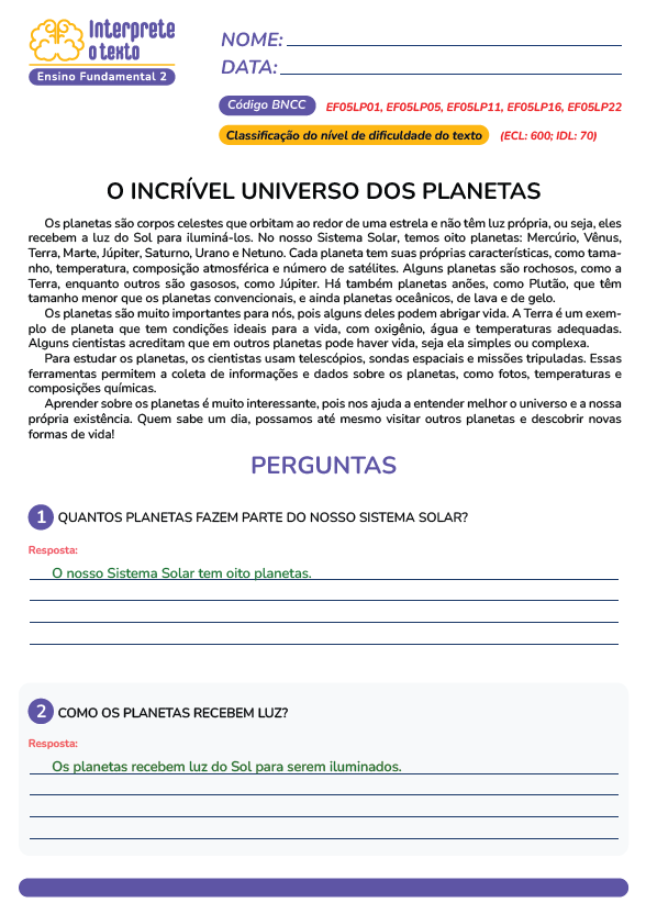 Atividades de interpretação de texto 5 ano